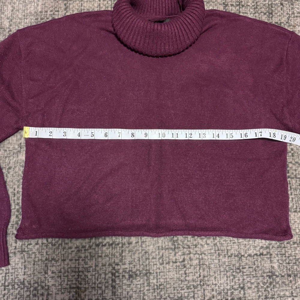 Burgundy Streetwear Society Knit Turtleneck Cropped Sweater - M